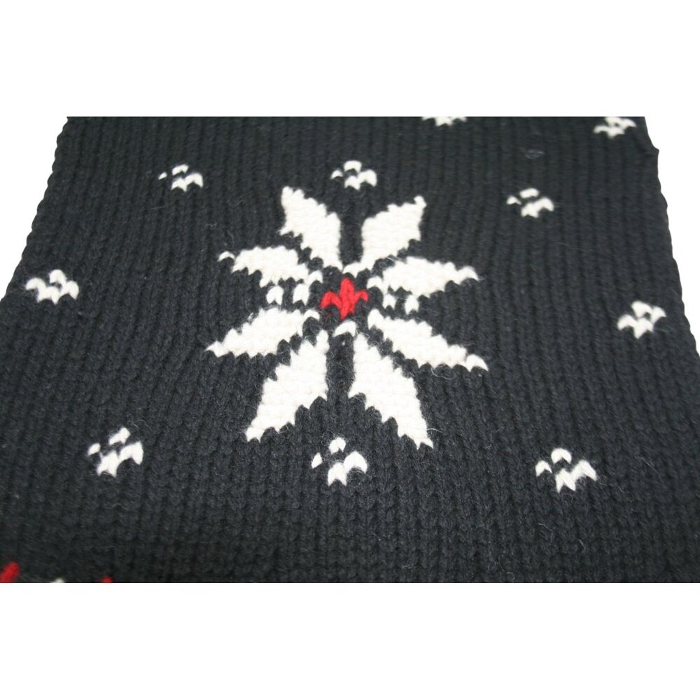 Ralph Lauren Rugby Scarf Wool Blend Snowflake Fair Isle Black Classic Preppy - Picture 2 of 7